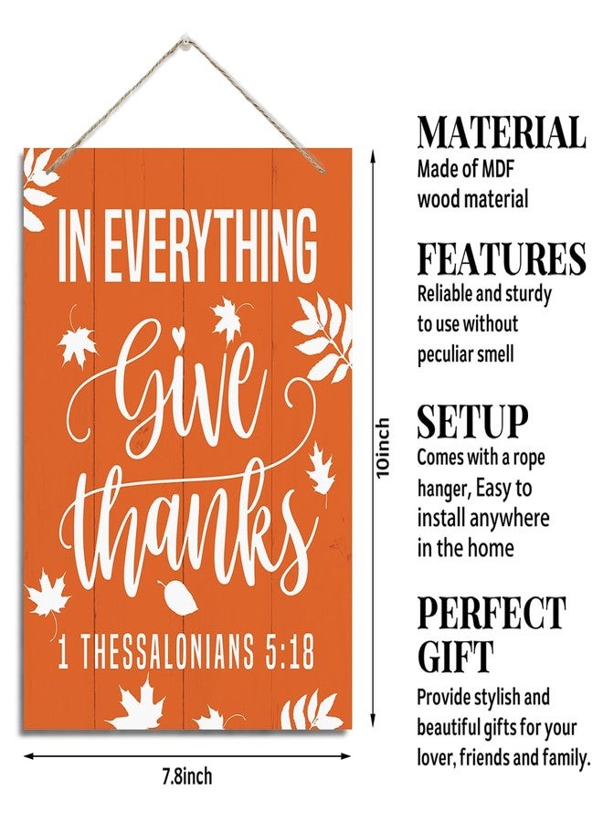 XQLSR Thanksgiving Decor, Fall Decoration, Rustic Hanging Wood Plaque Sign, Christian Home Decor, Autumn Door Sign, Bible Verse Wall Sign, 1 Thessalonians 5:18 - In Everything Give Thanks Sign - Image 2